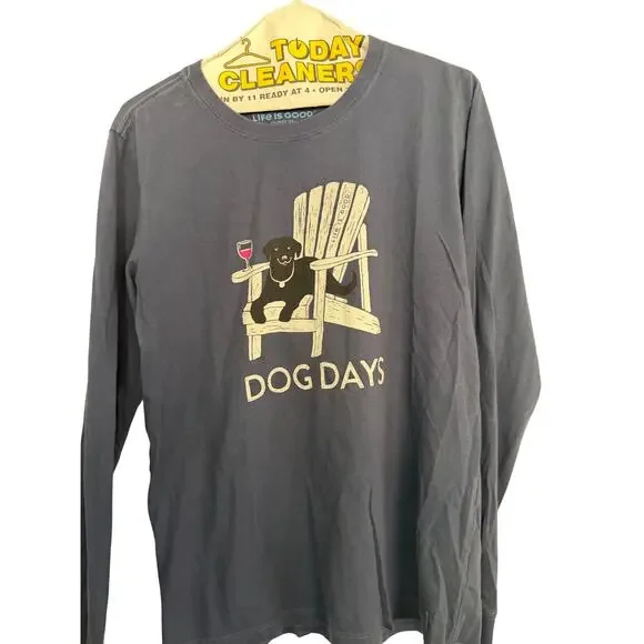 Life Is Good Crusher T-Shirt Grahic Print Crew Neck Cotton Blue Size Medium - Picture 2 of 7